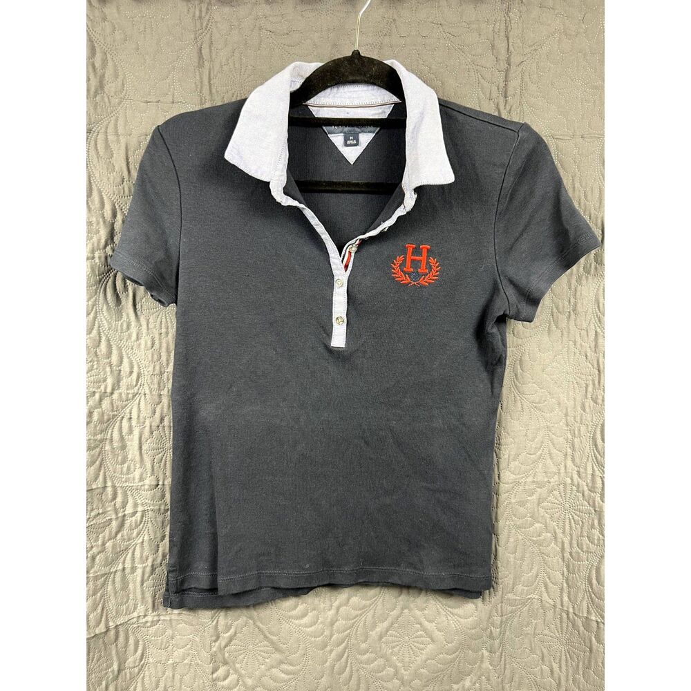 Tommy Hilfiger Embroidered H Crest Navy Casual Chic Summer SZ M: Pre-Owned